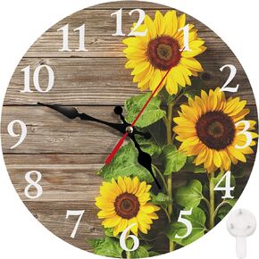 Britimes Round Wall Clock, Silent Non-Ticking Battery Operated Clock 10 Inch, Decor for Bathroom, Bedroom, Kitchen, Office or School Summer Beach Seashell