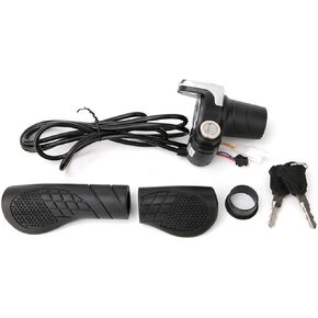 36V E-Bike Twist Grip Throttle with LCD Display and Key Lock, Universal Fit, Easy Install Handlebar Power Indicator for Electric Bikes/Scooters/Motorcycles