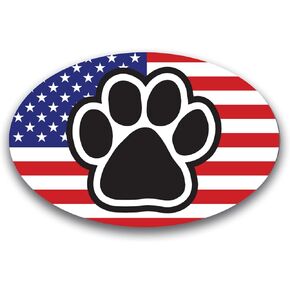 Magnet Me Up: American Flag with Paw Print Oval Dog & Cat Magnet Decal - 4x6 Inches - Heavy-Duty Automotive Puppy Magnet for Car, Truck, SUV - Patriotic Display with a Touch of Paw-FECT Charm