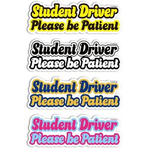 GEEKBEAR Student Driver Car Magnet (4 Pack) (Natural Script)