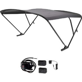 نظام الظل الكهربائي SureShade Power Bimini للقوارب العائمة، بعرض 92-102 بوصة، بطارية قابلة لإعادة الشحن 20 فولت أو سلك صلب 12 فولت، نسيج مقاوم للبهتان 10 بوصات، إطار مؤكسد