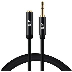 3.5mm Cable Male to Female,Aux Cord Stereo Audio Extension Cable Gold Plated Metal Shell -Black 6Feet