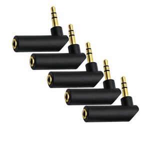 3.5mm Angle Male to Female Audio Adapter, 90 Degree Right Angle Gold-Plated TRS Stereo Jack Plug AUX Connector Compatible with Headset, Tablets, MP3 Players, Speakers(5 Pack)