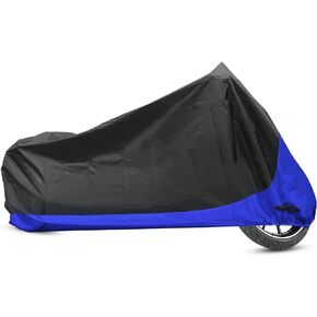 X AUTOHAUX 2 in 1 Motorcycle Cover Waterproof Protector for Harley Street Glide Road Glide Road King Special Ultra Limited FLHTK Freewheeler FLRT Tri Glide Ultra CVO Trike Models Black Blue
