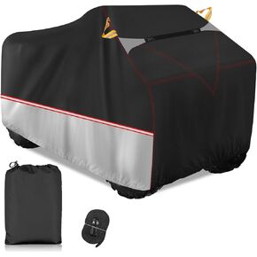 ATV Cover Waterproof, Outdoor All-Weather Protection Compatible with Yamaha Honda Kawasaki,with Reflective Strip,Handle,and Storage Bag(Black&Grey, 82 inch)