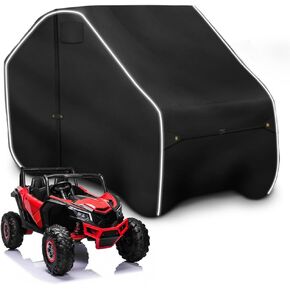 Fade and Tear Resistant UTV Cover with Reflective Strips,600D Heavy-Duty Waterproof 2-3 Seater Side by Side Covers Fit for Polaris RZR Yamaha Can-am Honda Kawasaki,125Lx58Wx71H Inch,Black