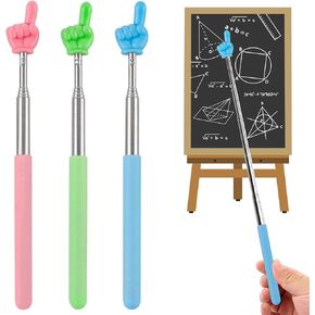 3 Pack Retractable Pointer Stick for Classroom, Extendable Pointing Stick, Ideal for Teachers, Kids Reading, Telescoping Hand Pointer in Blue, Pink, Green
