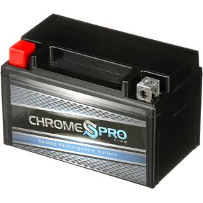 Chrome Pro YTX7A-BS iGel Maintenance Free Replacement Battery with Digital Display for ATV, Motorcycle, and Scooter: 12 Volts, 7 Amps, 6Ah, Nut and Bolt (T3) Terminal