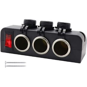 Cllena 3 Socket Cigarette Lighter Splitter 12V Power Outlet Adapter with LED On/Off Switches for Car Rv Truck Marine Boat
