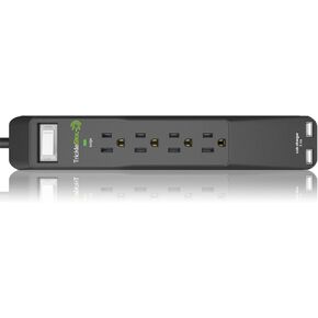 TrickleStar TS1206 4 Outlet PRO Series Surge Protector with 2 USB Charging Ports, 1080 Joules, Ceramic, Fireproof Surge Protection, Reduce Plug-Load
