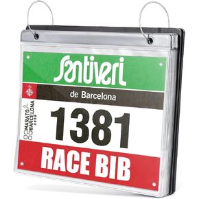 Race Bib Holder, 20 Sleeves, Runner's Race Bib Album, Bib Number Display Holder, Vinyl Sheet Protectors, Black