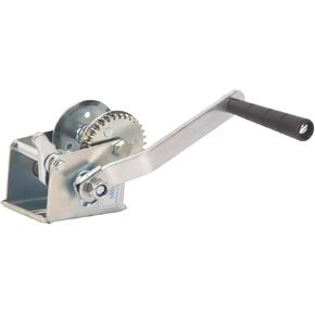 LCyindu 800lbs Capacity Boat Trailer Winch Heavy Duty Hand Winch with 16.4ft Polyester Strap,Ratio 3.2:1 Gear Crank Strap Gear Winch Two-Way Ratchet with Hook for Boat Trailers ATV RV Truck