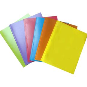 Heavy Duty Plastic Folder, Plastic Two Pocket Folders with 3 Metal Prong Fasteners, 6 Pack File Folders for School, Colored File Folders Letter Size, Home, and Office, Assorted Colors (6)