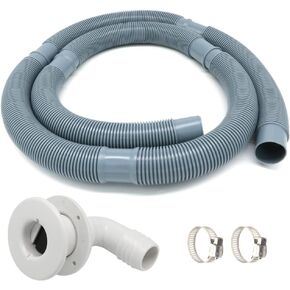 Marine Bilge Pump Hose 1-1/8 Inch Plumbing Kit, 6FT Marine Bilge Pump Hose Installation Kit, 90 degree White Elbow Thru-Hull Scupper 1-1/8 Inch, 1-1/8 Inch Marine Bilge Pump Hose