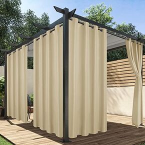 Outdoor Curtains for Patio Waterproof, 2 Panels - 54 x 84 Inch - Privacy Protection & Light Filtering Curtains Grommet Outside Curtains for Porch, Gazebo, Pergola, Backyard (Chocolate)