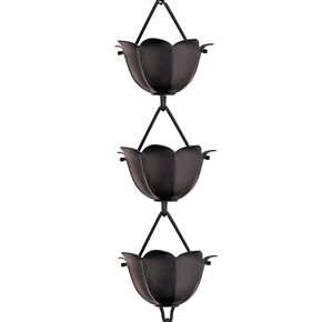 Monarch Rain Chains 20122 Aluminum Lotus Cup Feet Length Replacement Downspout for Gutters, Rain Chain Extension 3 Ft, Black