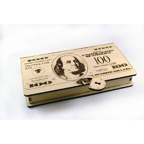 Wooden Cash Box - Money Holder - Jewerly Box For Banknotes and Small Items - 7x4x1.2 inch. - Great Gift Idea - Made by SPL Woodcraft Ukraine