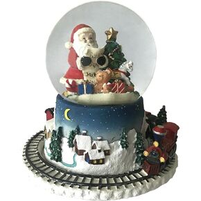 Lightahead الموسيقية عيد الميلاد سانتا تسليم الهدايا تمثال كرة الماء سنو غلوب مع القطار الخارجي الدائر في بوليريسين in Kuwait