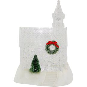 Northlight LED Lighted ICY Crystal Glitter Snow Globe Christmas House, 9", Clear