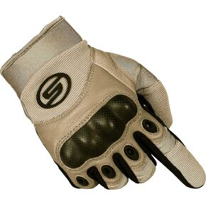 Seibertron Carbon Fiber Hard Knuckle Sheepskin Palm Motorcycle Gloves Khaki S
