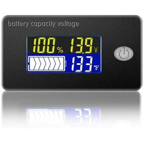 Battery Capacity Voltage Meter 0-179℉ Temperature Monitor 12V 24V 36V 48V Lead Acid Battery Lithium Battery Gauge Meter (24V) in Kuwait