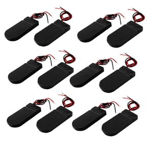 12 PCS ON/Off Switch 2 x 3V CR2032 Cell Button Battery Holder for Light (Black)