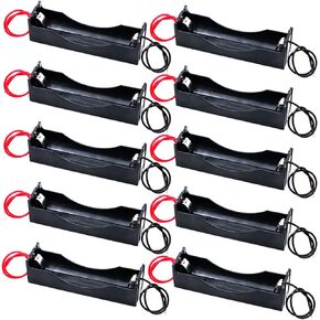 XFFCSEC18650 Battery Holder with Leads: 8 pcs 4 Slots x 3.7V Black Plastic Batteries Case, Suitable for 18650 Flat top Battery