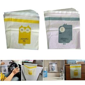 Portable Car Trash Bag Vomiting Bag, Sticky Waste Bags Car Garbage Bags,Removable Trash Can for Auto Car/Office/Babyroom/Study Room/Kitchen (2 Colors 30 Pcs) (Pink+Green) (Yellow Purple)