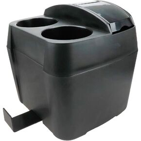 Black Plastic Car Trash Bin with Cup Holder, Multifunctional Extra Large Garbage Container Dustbin Storage Box