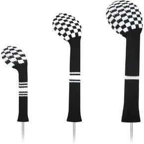 LeFeng 3Pcs Golf Club Covers, Knitted Golf Club Covers for 460cc Driver Fairway Woods and Hybrid