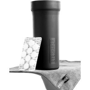 Set - Patented Glasses Cleaner Device in Set - incl. Eye-Shaker Spectacle Cleaner and Microfibre Cleaning Cloth - Innovative Glasses Cleaner Tool for Lenses and Frames Like at The Optician.