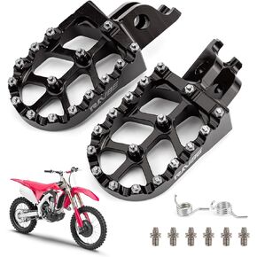 Foot Pegs with Springs Footpegs Footrest Foot Pedals Rest MX with Springs for CR125/250 02-07 CRF150R 07-22 CRF250R 04-23 CRF250X 04-17 CRF450R 02-23 CRF450RX 17-22 CRF450X 05-23 CRF250L/M 12-21