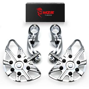 MZS Motorcycle Highway Pegs, 1.25" Short Angled Adjustable Wide Foot Peg Chrome Compatible with Softail Sportster Electra Road King Street Glide Vulcan VTX V Star Boulevard for 1 1/4 Engine Guards Bar
