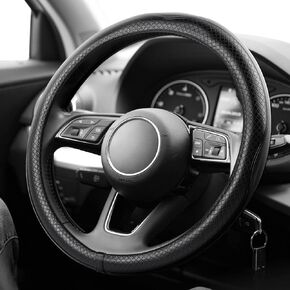 K KNODEL Universal Fit Steering Wheel Cover, Microfiber Leather Car Steering Wheel Cover, Anti-Slip Car Wheel Protector, 15 Inch (Red)