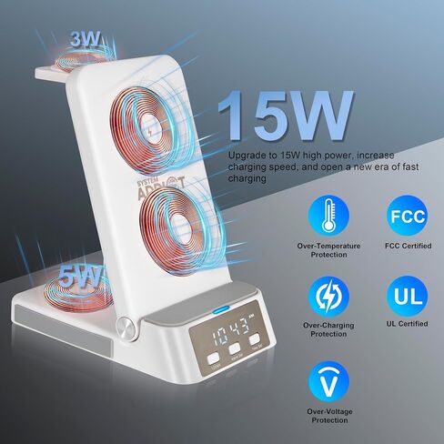 Wireless Charging Station, Compatible with Samsung Phones, Samsung Watch, Samsung Buds, 4 in 1 Wireless Charger Stand with 18W Fast Adapter ＆ 3FT USB C Cable (Black) in Saudi Arabia