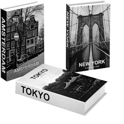 City-Inspired Designer Books Decor Set of 3 | London, New York, Paris - Landmarks | Modern Stylish Fake Books for Decoration, Coffee Table, and Bookshelf (City Design), DBM2LNYP in Saudi Arabia