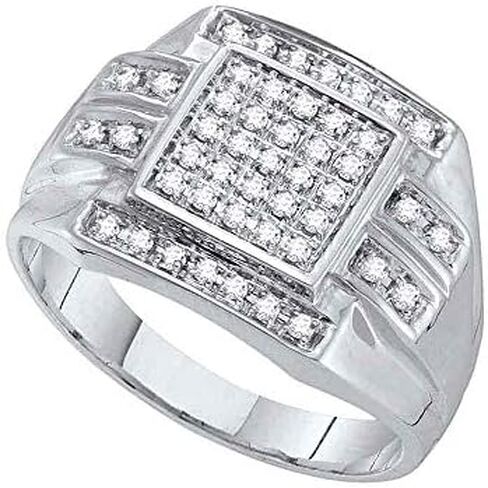 Sonia Jewels 10K White Gold Round Diamond Mens Fashion Ring - Prong Setting (1/3 cttw.) in Saudi Arabia