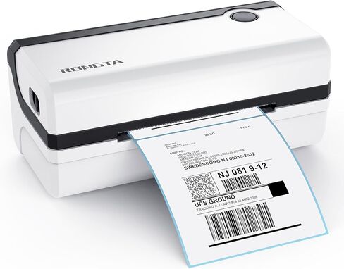طابعة Rongta عالية السرعة 4 × 6 ملصقات شحن تجارية طابعات باركود حرارية تجارية متوافقة مع Windows وMAC لـ Office Home Ebay، Amazon، FedEx، Shopify، RP420 أبيض (أبيض) in Kuwait