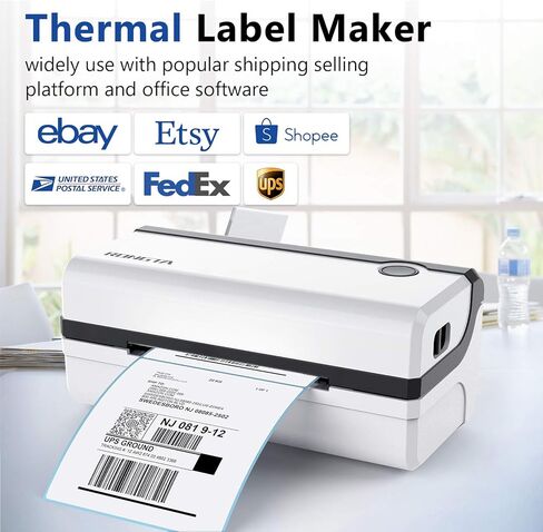طابعة Rongta عالية السرعة 4 × 6 ملصقات شحن تجارية طابعات باركود حرارية تجارية متوافقة مع Windows وMAC لـ Office Home Ebay، Amazon، FedEx، Shopify، RP420 أبيض (أبيض) in Kuwait