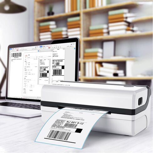 طابعة Rongta عالية السرعة 4 × 6 ملصقات شحن تجارية طابعات باركود حرارية تجارية متوافقة مع Windows وMAC لـ Office Home Ebay، Amazon، FedEx، Shopify، RP420 أبيض (أبيض) in Kuwait