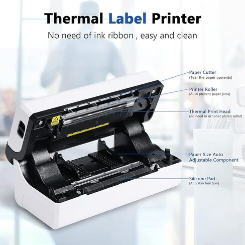 طابعة Rongta عالية السرعة 4 × 6 ملصقات شحن تجارية طابعات باركود حرارية تجارية متوافقة مع Windows وMAC لـ Office Home Ebay، Amazon، FedEx، Shopify، RP420 أبيض (أبيض) in Kuwait