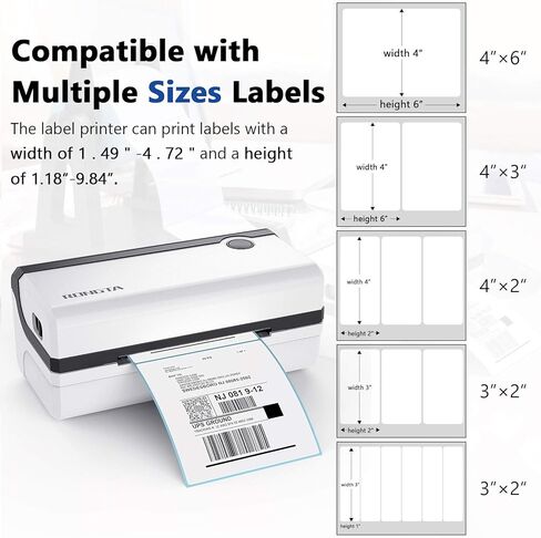 طابعة Rongta عالية السرعة 4 × 6 ملصقات شحن تجارية طابعات باركود حرارية تجارية متوافقة مع Windows وMAC لـ Office Home Ebay، Amazon، FedEx، Shopify، RP420 أبيض (أبيض) in Kuwait