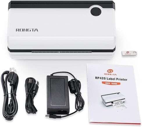 طابعة Rongta عالية السرعة 4 × 6 ملصقات شحن تجارية طابعات باركود حرارية تجارية متوافقة مع Windows وMAC لـ Office Home Ebay، Amazon، FedEx، Shopify، RP420 أبيض (أبيض) in Kuwait