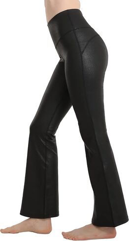 MCEDAR Fuax بنطال جلدي للنساء ارتفاع الخصر مضيئة اليوغا الجلود بانت حجم كبير تجريب بانت العمل غير رسمي in Kuwait