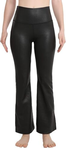 MCEDAR Fuax بنطال جلدي للنساء ارتفاع الخصر مضيئة اليوغا الجلود بانت حجم كبير تجريب بانت العمل غير رسمي in Kuwait