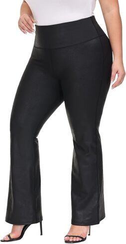 MCEDAR Fuax بنطال جلدي للنساء ارتفاع الخصر مضيئة اليوغا الجلود بانت حجم كبير تجريب بانت العمل غير رسمي in Kuwait