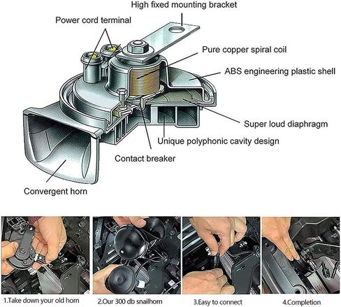 بوق قطار عالي الصوت، بوق حلزون كهربائي 12 فولت، بوق سيارة مقاوم للماء للدراجة النارية، صوت هائج مزدوج للدراجات النارية in Kuwait