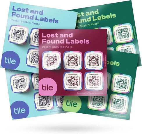 Tile Lost and Found Labels | QR Scannable Labels for Laptops, Water Bottles, Pet Collars, Kids Toys, Headphones and More | Android and iOS Devices | Scratch Proof | Adhesive | 25 Labels in Saudi Arabia