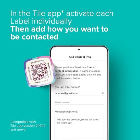 Tile Lost and Found Labels | QR Scannable Labels for Laptops, Water Bottles, Pet Collars, Kids Toys, Headphones and More | Android and iOS Devices | Scratch Proof | Adhesive | 25 Labels in Saudi Arabia