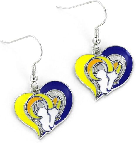 Aminco NFL Los Angeles Rams Swirl Heart Earrings in Saudi Arabia